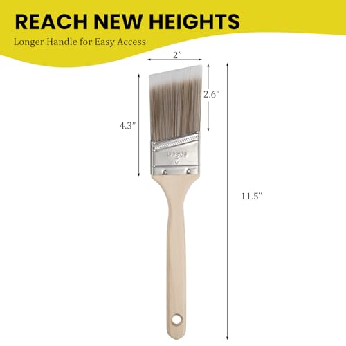 Mister Rui Paint Brush, 2 Inch Angled Paint Brush Professional Sash Brush for Trim, Cabinets, Door, Ergonomic Long Handle, Smooth Finish for Oil & Latex Paint - size: 1PCS, 2" Angled