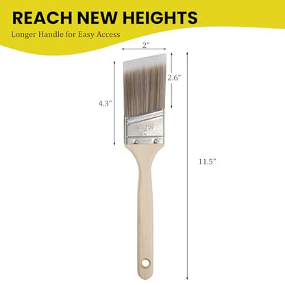 Mister Rui Paint Brush, 2 Inch Angled Paint Brush Professional Sash Brush for Trim, Cabinets, Door, Ergonomic Long Handle, Smooth Finish for Oil & Latex Paint - size: 1PCS, 2" Angled