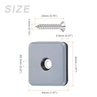 METALLIXITY Screw on Furniture Sliders (40mm/1.57in) 12Pcs, PTFE Square Chair Glides Slider with Screws - for Chairs Sofa Furniture, Black+Blue - size: 40mm/1.57in