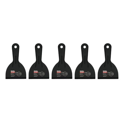 Black Canyon 4 Inch Plastic Putty Knife Set, 5 Pack Flexible Scraper Tools, Lightweight PP Spackle Knife for Drywall, Patching, Painting, Caulking & DIY, Non-Scratch Spreader, Black - size: 4"