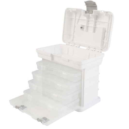 Portable Tool Box - Small Parts Organizer with Drawers and Customizable Compartments for Hardware, Fishing Tackle, Beads or Crafts by Stalwart (White)