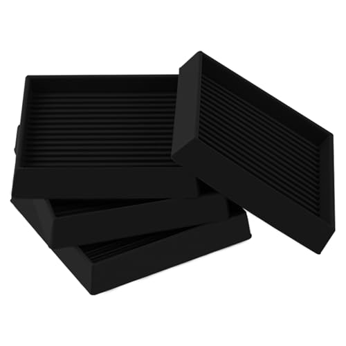 3x3 Square Rubber Furniture Caster Cups, Anti-Sliding Furniture Pads Bed Stopper Floor Protectors with Grip - Protect Any Flooring - size: 4 Pcs Black