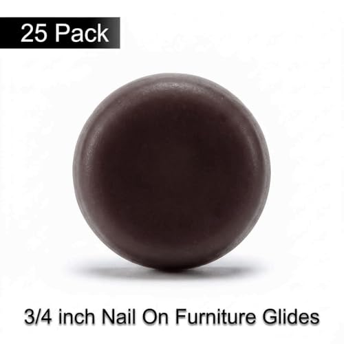 QWORK Brown Nail On Furniture Glides 3/4 Inch, 25 Pcs Chair Leg Floor Protectors for Wooden Furniture Anti Scratch Noise Reducing Pads