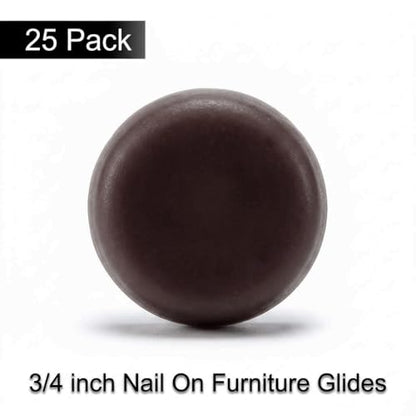 QWORK Brown Nail On Furniture Glides 3/4 Inch, 25 Pcs Chair Leg Floor Protectors for Wooden Furniture Anti Scratch Noise Reducing Pads