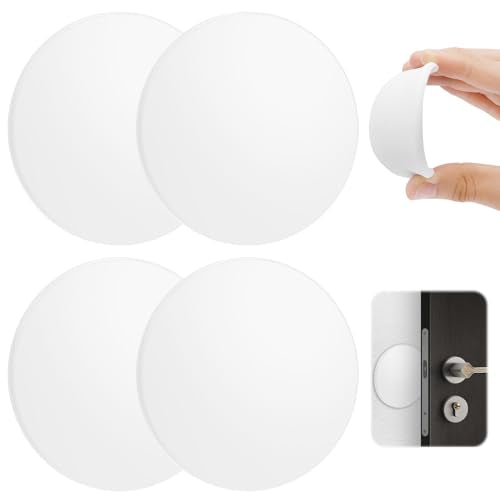 Door Stoppers 4 Pack, Large 3.15" Door Stopper for Wall with Strong Thickened Adhesive, Quiet and Shock Absorbent Wall Protectors from Door Knobs, Protects Every Surface - White - style: L 4Pack