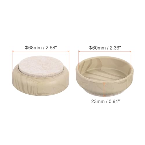 uxcell Non-Slip Furniture Pads, 4Pcs 60mm - Felt Furniture Foot Cups, Round Furniture Leg Protectors Cups Sliders for Hardwood Floors (Light Wood Grain) - color: Light Wood Grain