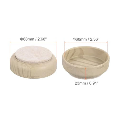 uxcell Non-Slip Furniture Pads, 4Pcs 60mm - Felt Furniture Foot Cups, Round Furniture Leg Protectors Cups Sliders for Hardwood Floors (Light Wood Grain) - color: Light Wood Grain