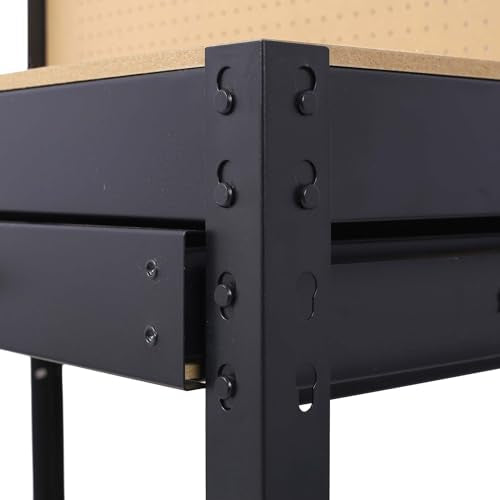 Majnesvon 47" Work Bench, 220 LBS Workbench with Drawers, Tool Bench with 10 Hanging Hooks & Peg Board, Work Benches for Garage (47 INCH) - size: 47 INCH