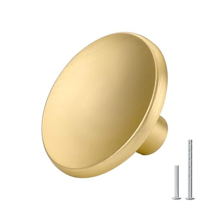 Goldenwarm 10 Pack Gold Cabinet Knobs Kitchen Hardware Round Drawer Knob for Brushed Brass Cabinets Handles Closet Door Pulls Zinc Alloy - color: Brushed Gold