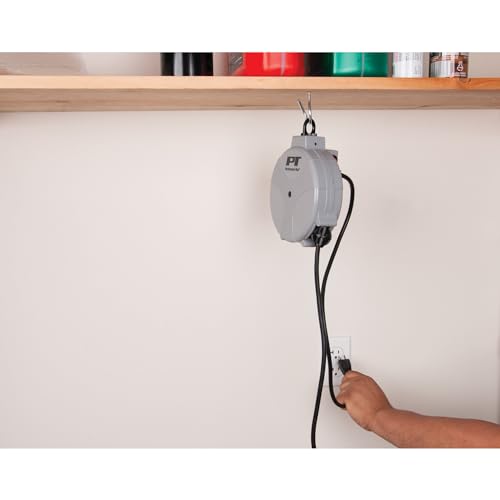 Performance Tool W2275 20' 18GA Retractable Cord Reel with Spring Loaded Auto-Rewind - size: 20 Feet