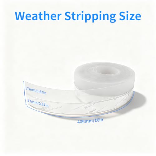 TBWHL Shower Door Bottom Seal Strip Silicone Rubber Sealing Sticker 16 Feet Translucent for Glass Sliding Doors/Shower Enclosures, Self-Adhesive Dust/Noise Proof Weatherstrip (35mm)