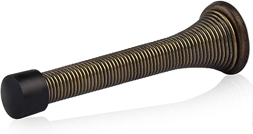 HOMOTEK 20 Pack Spring Door Stopper with Rubber Bumper 3-1/8" Flexible Spring Heavy Duty Wall Door Stop Low Mounted Door Bumper for Home (Antique Brass) - color: Antique Brass, size: 20 Pack