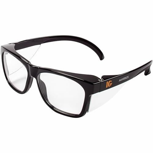 KleenGuard™ V30 Maverick Eye Protection (49309), with KleenVision™ Anti-Fog Coating, Clear Lenses, Black Frame