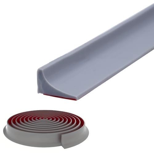 Shower Threshold Water Dam,Self Adhesive Silicone Waterproof Barrier Bathroom and Kitchen Shower Water Stopper Guard for Dry And Wet Separation Caulk Seal Strip Edge Trim(98Inch, Gray) - color: Gray, style: 98Inch