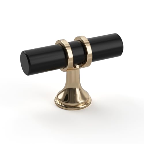 goldenwarm 10 Pack Black and Gold Cabinet Knobs Black Cabinet Handles Brushed Gold Drawer Knobs Brushed Brass Drawer Pull Handles Kitchen Dresser Hardware for Bedroom Cupboard - color: Black and Gold, size: 10 Pack