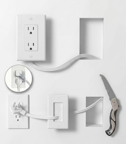 in-Wall Cable Management Kit with Recessed Outlet Box, Dual Outlet Extender for Wall Mount TV, 9.8ft Extension Cord, Easy Install w/Drywall Saw, UL Listed, TR Safe Outlet Relocation Kit - style: 2AC