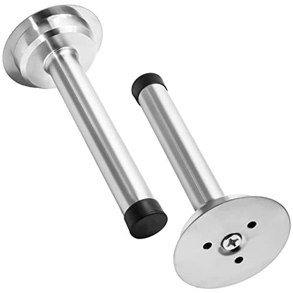 1pc 5 Inch Door Stops, Self Adhesive Long Door Stopper, Stainless Steel Sound Dampening Door Stop, Wall Mount Screw Doorstop with Rubber Bumper (Silver) - size: 5 Inch-Silver