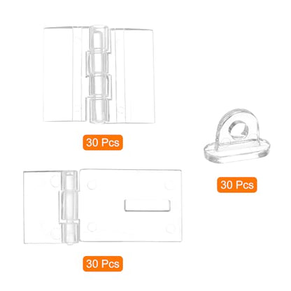 uxcell 60Pcs Acrylic Mini Hinge with Acrylic Hasp Latch Assortment Kit Clear Acrylic Folding Hinge Buckle Latch Hasp for Crafts Jewelry Box