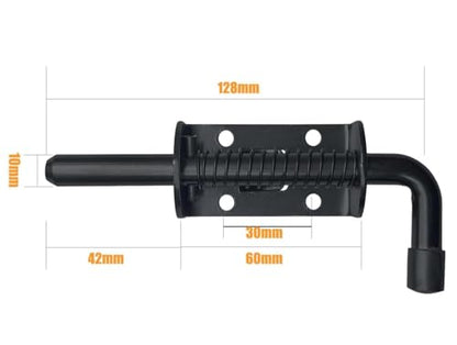 E-TING 2 Packs 5 Inch Spring Loaded Latch Pin with 8 Screws, Heavy Duty Sliding Door Lock Barrel Bolt Latch for Doors/Cabinets/Chests (Carbon Steel)