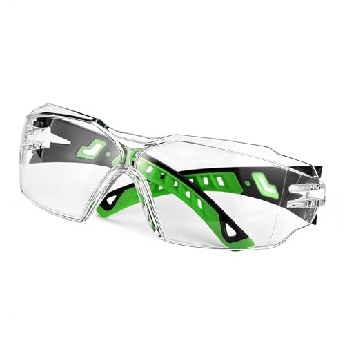 Safety Glasses Anti Fog UV400 Lightweight Rubber Temple Goggles,Eye Protection Glasses for Men & Women - color: Green