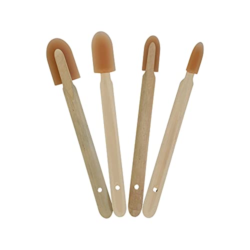 JMIBASIC Grout Caulk Finishing Tool - Assorted 4 Size Sets - Smooth Grout Sealant Silicone Caulking Tool - Rubber Spatula Spreader - Grout Sealer Applicator - Ergonomic Handle Grip (Wood)