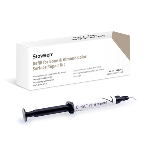 Refill for Bone & Almond Color Surface Repair Kit - Fix Chips & Defects in Minutes | Repair Tiles Bathroom Fixtures and Countertops with Ease | for Porcelain Ceramic Fiberglass Corian and More - style: Bone, Almond, White, Clear, Acrylic