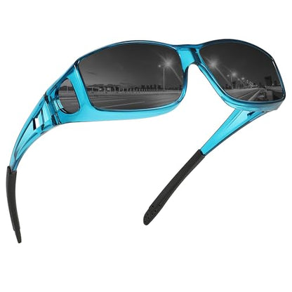 MEETSUN Fit Over Glasses Sunglasses for Men Women,Wrap Around Sunglasses Polarized UV400 Protection - color: (Z1)-clear Blue-gray Lens