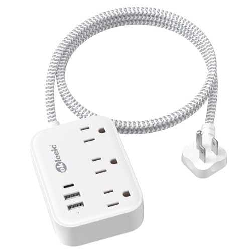 Flat Plug Power Strip with USB Ports, Flat Extension Cord 3FT with 3 AC Outlets 3 USB Ports, Short Extension Cord Outlet Splitter with No Surge Protector for Cruise Ship, Dorm Room Travel Essentials - size: 3FT