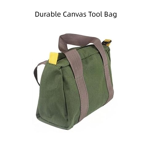 16 Inch Wide Mouth Tool Bag, Heavy Duty Canvas Tool Storage Bag for Men, Large Capacity Tool Tote Bag for Electricians, Power Tool Organizer Pouch - size: 16 Inch