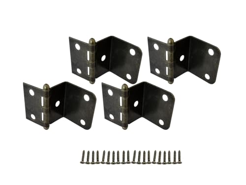 QCAA Durable Steel Semi-Concealed Hinge for Box, Chest & Cabinet, 1-1/2" Width x 1.2 mm Thickness, Antique Brass, 4 Pack, Made in Taiwan - color: Antique Brass, size: 4 Pack (1-1/2" x 1.2mm)