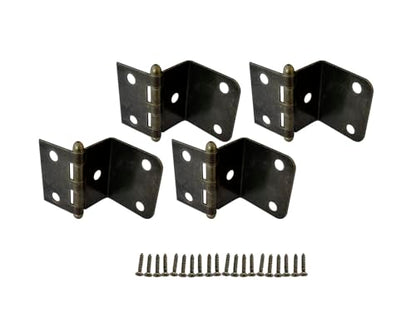 QCAA Durable Steel Semi-Concealed Hinge for Box, Chest & Cabinet, 1-1/2" Width x 1.2 mm Thickness, Antique Brass, 4 Pack, Made in Taiwan - color: Antique Brass, size: 4 Pack (1-1/2" x 1.2mm)