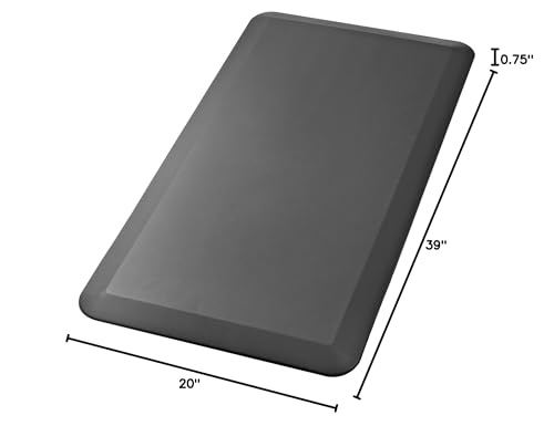 Cook N Home Anti Fatigue Floor Mat - 3/4 Inch Thick Perfect Kitchen Mats for Floor, Standing Desk Mat - Comfort at Home, Office, Garage -Durable - Stain Resistant - Non-Slip Bottom (39 x 20", Black) - style: Faux Leather Black