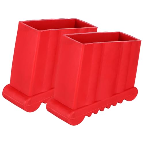 Veemoon 2pcs Non-Slip Rubber Ladder Foot Covers Ladder Boots Cushion Stable Ladder Bumpers Safety Extension Ladder Feet Pads Attic Ladder Mitts, Red (3.54x3.26x1.57 Inch)