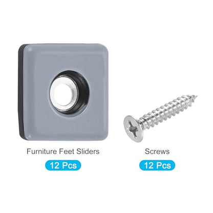 METALLIXITY Screw on Furniture Sliders (30mm/1.18in) 12Pcs, PTFE Square Chair Glides Slider with Screws - for Chairs Sofa Furniture, Black+Blue - size: 30mm/1.18in