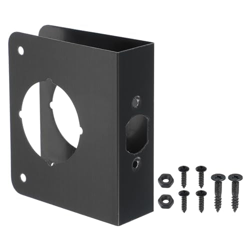 PATIKIL Door Reinforcement Plate, 1 Set Doors Reinforce Repair for 1-3/8" Thick Door 4-1/2" Size Door Knob Lock Latch Deadbolt Cover Plate Home Security, Black - color: Black, size: 1-3/8"; 4-1/2"