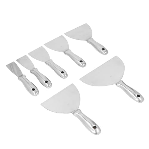 Professional Stainless Steel Putty Knife Set, 5 PCS Scrapers for Drywall Spackle, Filing, Paint Scraping with Hang Hole, Lightweight Grip Handle, Effortless to Apply Putty,