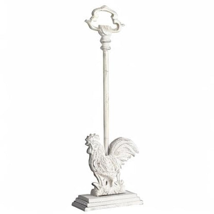 Heavy Duty Cast Iron Rooster Door Stopper, 20 Inch Tall Door Stop with Rod & Handle for Home, Farmhouse, Office - Rustic Décor - size: Distressed White - Rooster