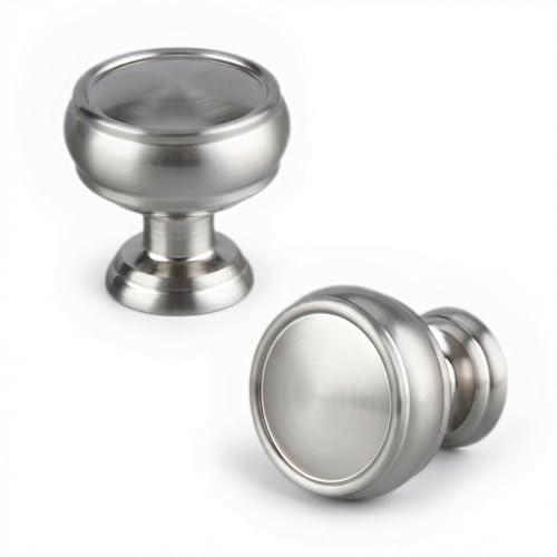 10 Pack Brushed Satin Nickel Cabinet Knobs, Furniture Hardware Knob Cabinet Pulls, Modern Single Hole Hardware for Kitchen Cabinet, Dresser, Drawer - color: Brushed Satin Nickel
