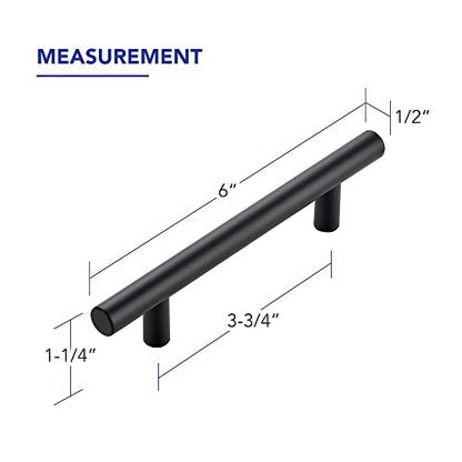 10 Pack Cabinet Handles with 3.75 Inch (96mm) Hole Center Matte Black Cabinet Pulls Stainless Steel Drawer Pulls, Kitchen Knobs for Dresser Drawer, 6 Inch Overall Length - color: Matte Black T-Shaped, size: 3-3/4" Hole Center