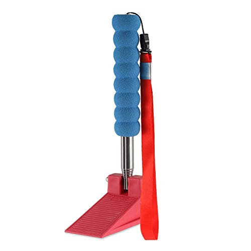 Long Handle Door Stopper Wedge - Heavy-Duty, Adjustable, Non-Slip Rubber Wedge, Extendable Handle for Seniors, Arthritis-Friendly, Fall Prevention, Works on All Floors, Stops Drafts, No-Bend Design - color: Red