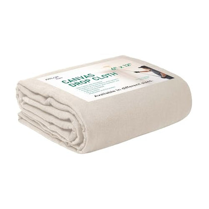 Canvas Drop Cloth for Painting 4x12 feet Pack of 1-8oz Painters Drop Cloths for Painting - All Purpose Canvas Tarps for Floor & Furniture Protection - Recycled Cotton Fabric - size: 4x12 Ft - 1 pc