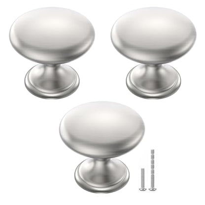 POZEAN Cabinet Knobs Brushed Nickel 3 Pack Cabinet Handles Drawer Knobs Solid Knobs Silver with Screws for Dresser Drawer Cabinet Cupboard - Modern Kitchen, Bedroom and Bathroom Hardware - color: Silver, size: 3 Pack
