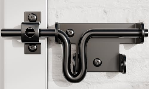 Slide Bolt Gate Latch for Wooden Fence Outdoor Gate Latch Lock with Padlock Hole, Heavy Duty Sliding Fence Door Lock, Black Barrel Bolt Latches for Wood Vinyl Fence,Gate Hardware for Barn Shed,3 Pack - size: 3 Pack