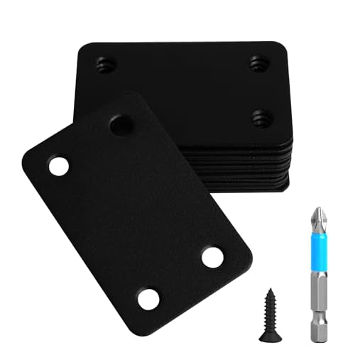 12 Pcs Mending Plate, 2.37 x 1.5 inch Stainless Steel Flat Plates with Holes, Straight Metal Mounting Braces Brackets Kit for Furniture, Wood Joint Connector (Black, 2.36 inch) - color: Black, size: 2.36 inch