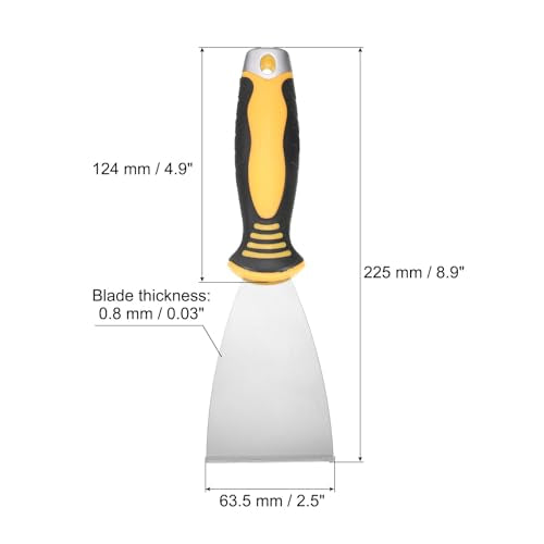 uxcell Putty Knife 2.5" High Carbon Steel Paint Scraper Flexible Drywall Repair Mud Knife for Removing Cement Wallpaper Mud Adhesive Taping with Metal Hammer End - size: 2.5"