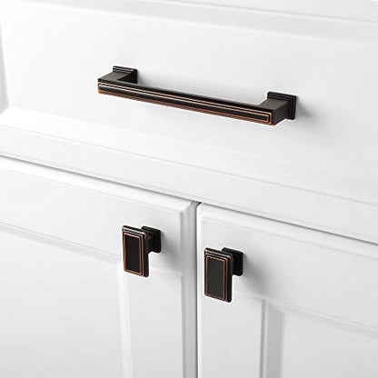 KOOFIZO 10 Pack Oil Rubbed Bronze Cabinet Knobs Rubbed Bronze Drawer Knobs K07 Rectangular Single Hole Cabinet Pulls for Cabinets Drawers Dresser Cupboard Bedroom Closet Bathroom - color: Oil Rubbed Bronze, size: Knob 01 - 10Pcs