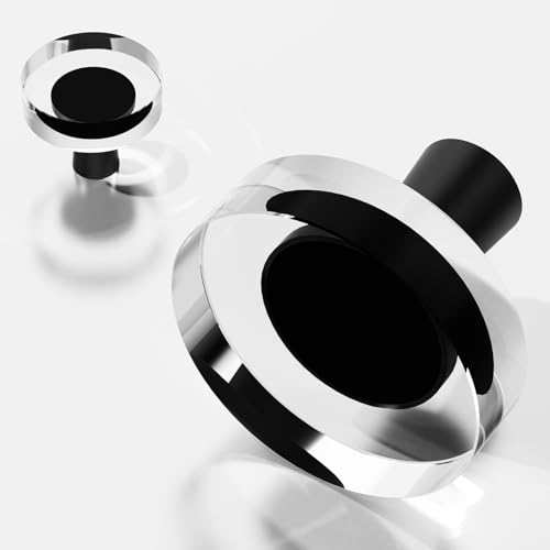 Black Matte Kitchen Cabinet Drawer Knobs 4 Crystal Brushed Cabinets Pulls Knob, Solid Base Closet Cupboard Dresser Drawers Hardware Handles, Round Bathroom Bedroom Pull Single Hole Satin Brass Knobs - color: Black-4 pack, size: Round