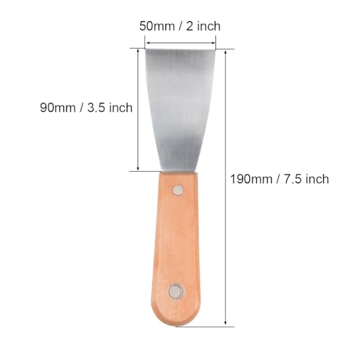 uxcell Putty Scraper 2" Cr-V Steel Stiff Putty Knives with Wooden Handle for Taping Paint Wall Floor Tile 3pcs