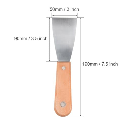 uxcell Putty Scraper 2" Cr-V Steel Stiff Putty Knives with Wooden Handle for Taping Paint Wall Floor Tile 3pcs