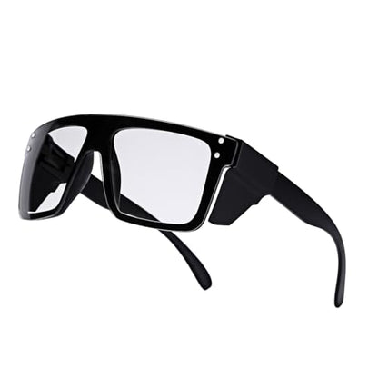ANSI Z87 Safety Glasses, Photochromic UV400 Blue Light Blocking, Impact Resistant Work Glasses for Construction - color: Full Matte Black